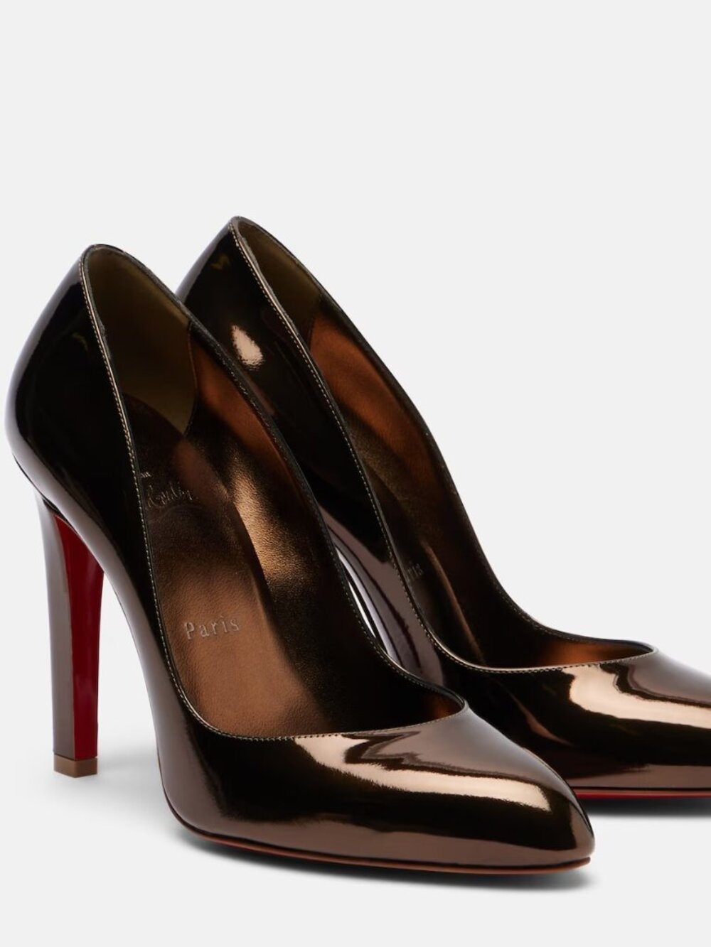 Christian Louboutin FANNYLOVE 100 Patent Leather Heels Pumps Shoes Bronze